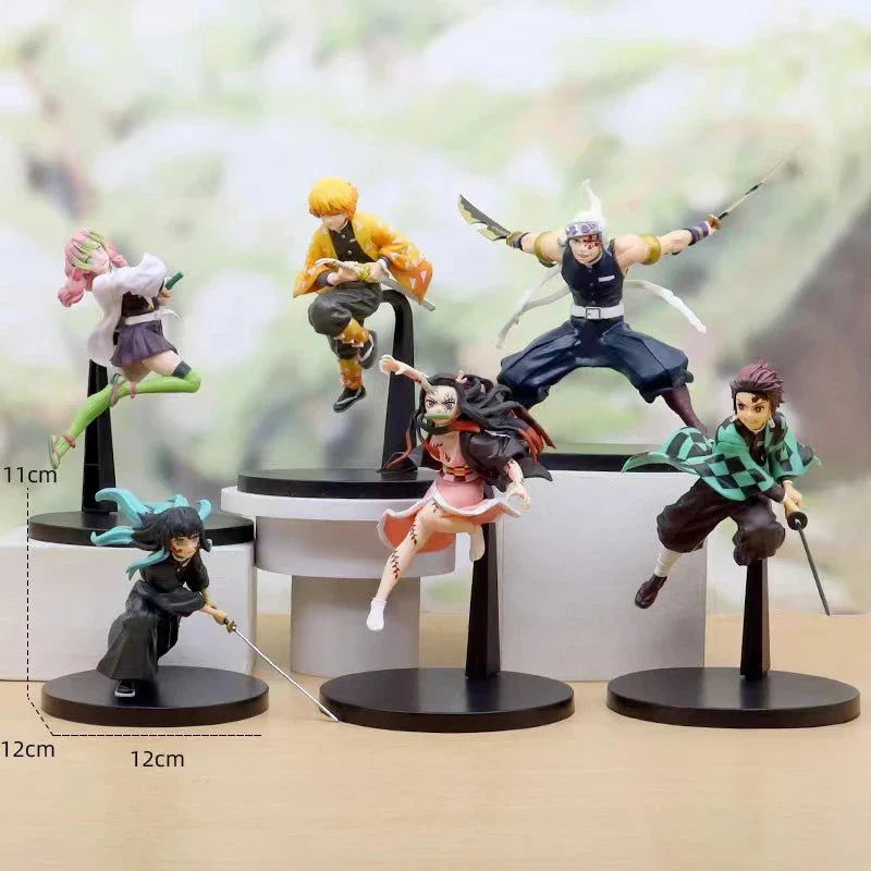 Demon Slayer Action Figures Tanjirou Nezuko Zenitsu Kanroji Mitsuri Muichirou Uzui Anime Figurines